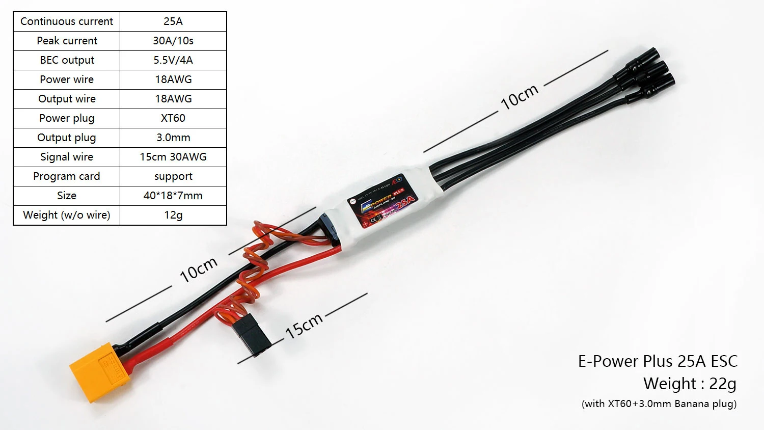 Фото Серия ESC DW Hobby E-Power Plus с высокими оборотами в минуту: электронный регулятор скорости 15A/25A/50A/70A/90A, карта программатора для моделей RC №2