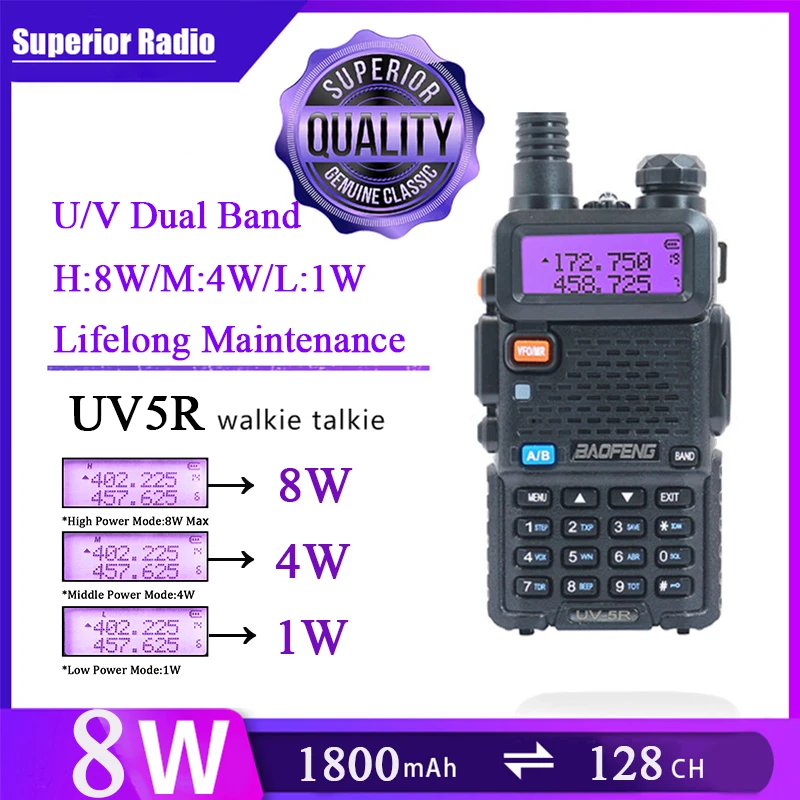 Рация Baofeng 5 Вт 8 10 км Boafeng UV5R Waki Taki Hunting Ham CB 2-сторонняя радиостанция | Мобильные