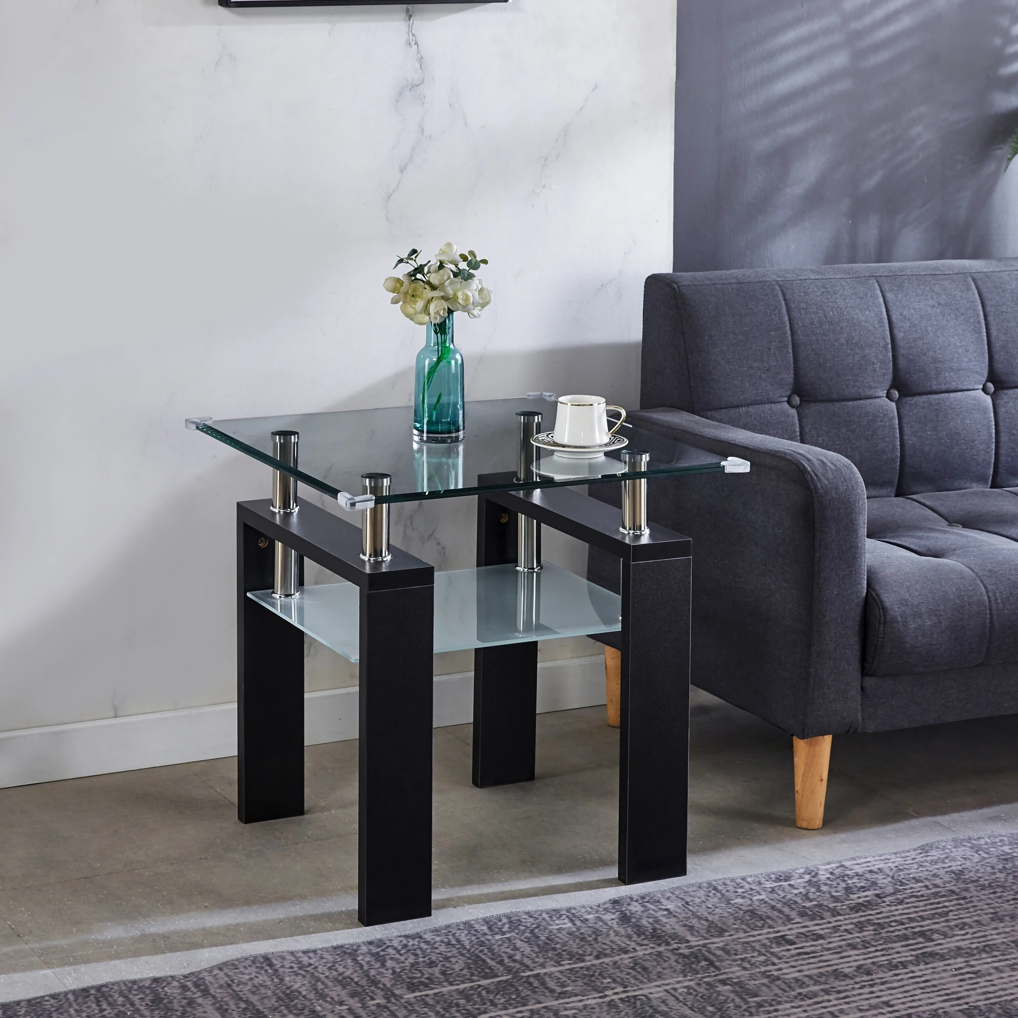 [Flash Sale]Clear Glass Top Coffee Table 24