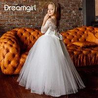 ivory lace flower girl dress off the shoulder tulle kids puffy ball gown first communion dress princess birthday party dresses