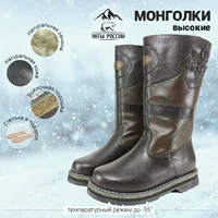 Монголки мужские натуральные высокие, войлочнорезиновая подошва, 40104, Унты России