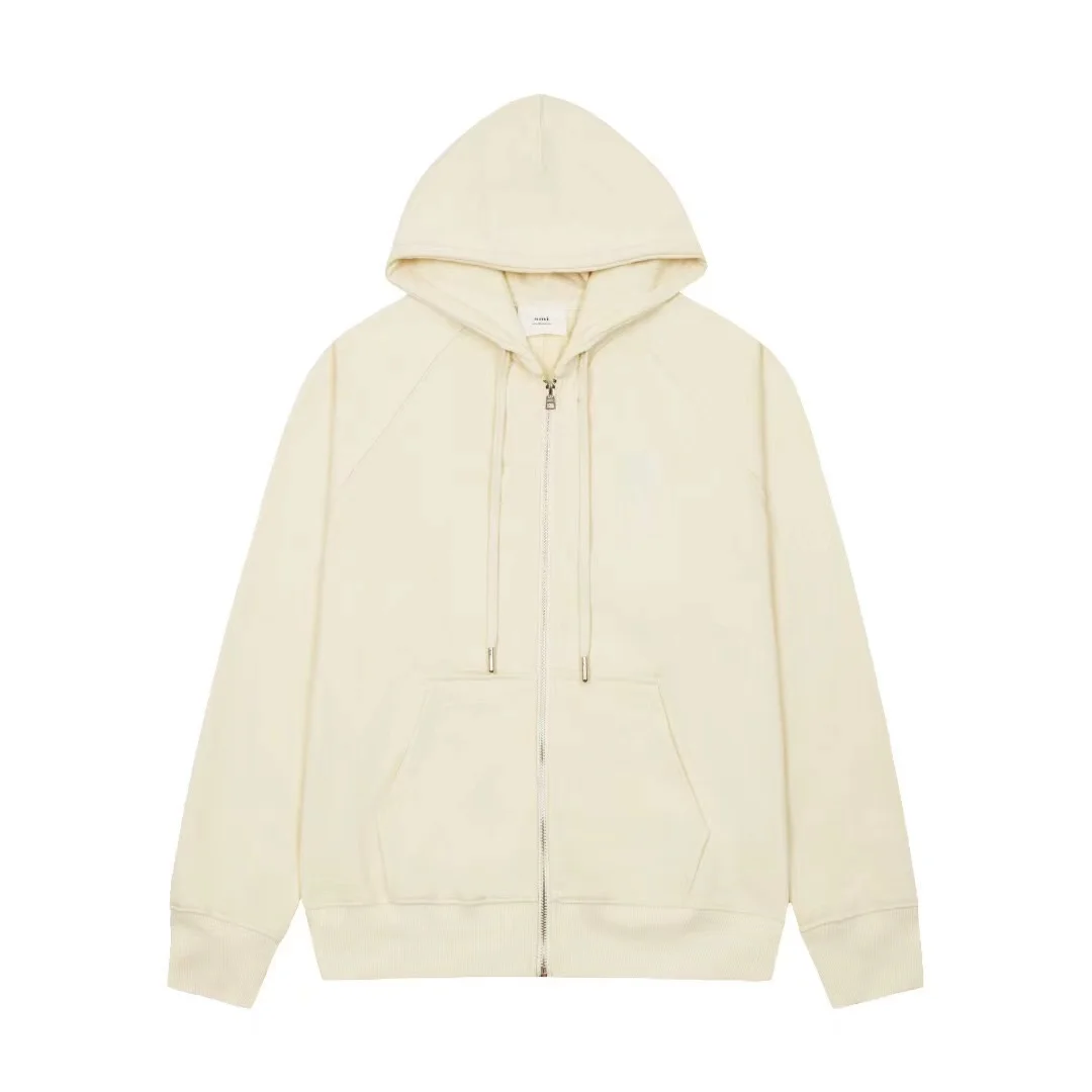 2022 New High Quality Hooded Casual Pure Color Sweaters Men and Women Love A Print Couple Pullover Sweaters Loose Cotton Jackets