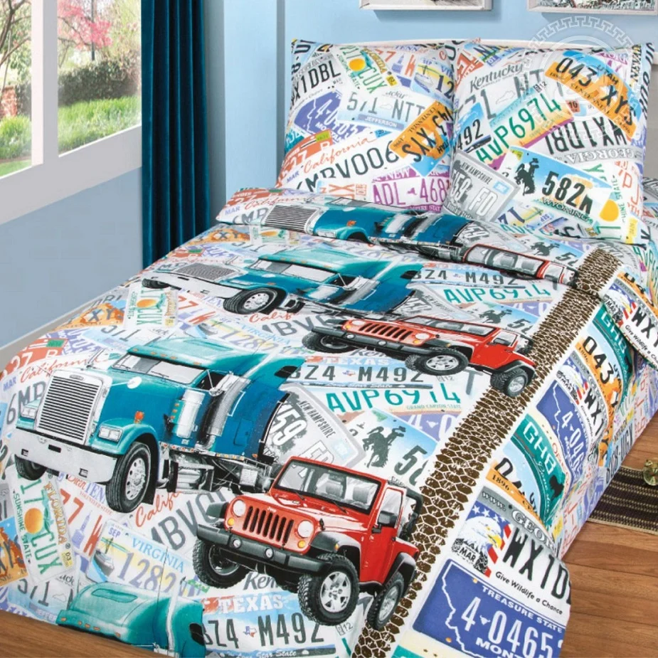 Детское постельное белье Артпостель бязь 100% хлопок Автобан артикул 112 размер 1 5