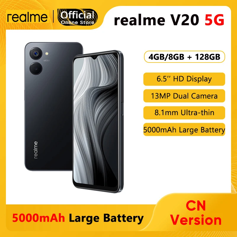 realme V20 5G Smartphone 5000mAh Large Battery 8.1mm Super Slim 200% Powerful Volume 13MP Dual Camera