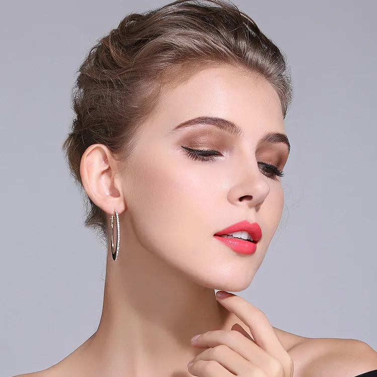 Boucles d'oreilles en argent Sterling 925 et Moissanite, en vrai diamant brillant, bijoux créoles pour femmes, cadeau de fête de mariage