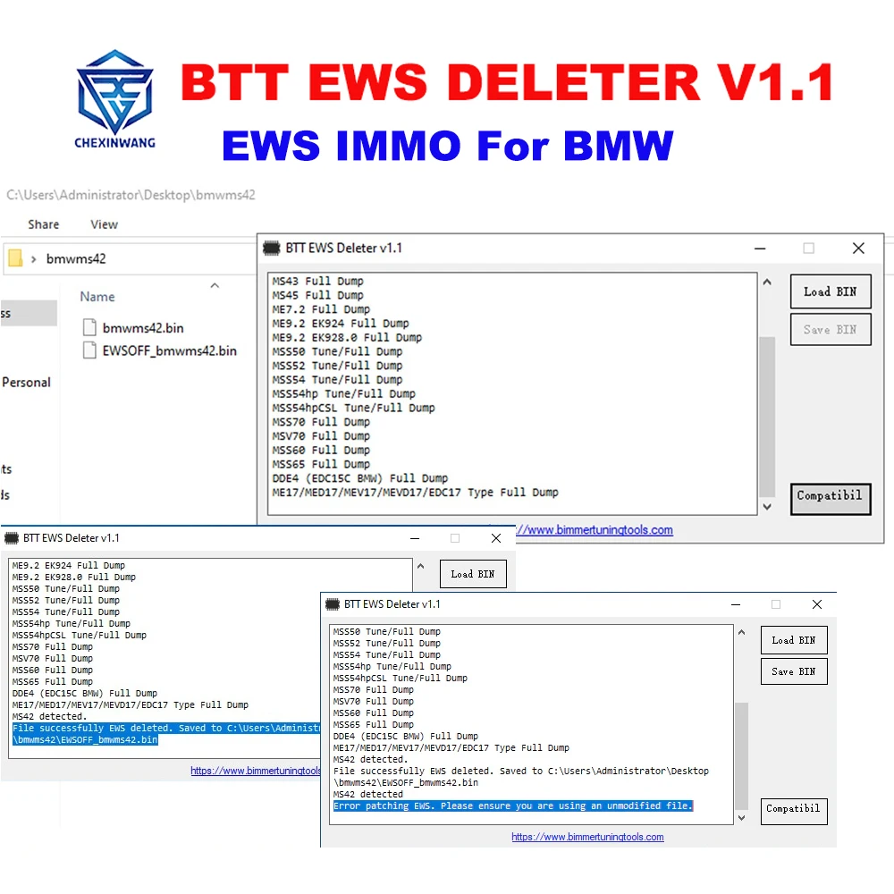 BTT EWS удаление V1.1 для BMW IMMO OFF BTT EWS удаление поддержка MS41 MS42 MS43 MS45 ME7.2 ME9.2 MSS54 ME17 MED17 MEV17 MEVD17 EDC17