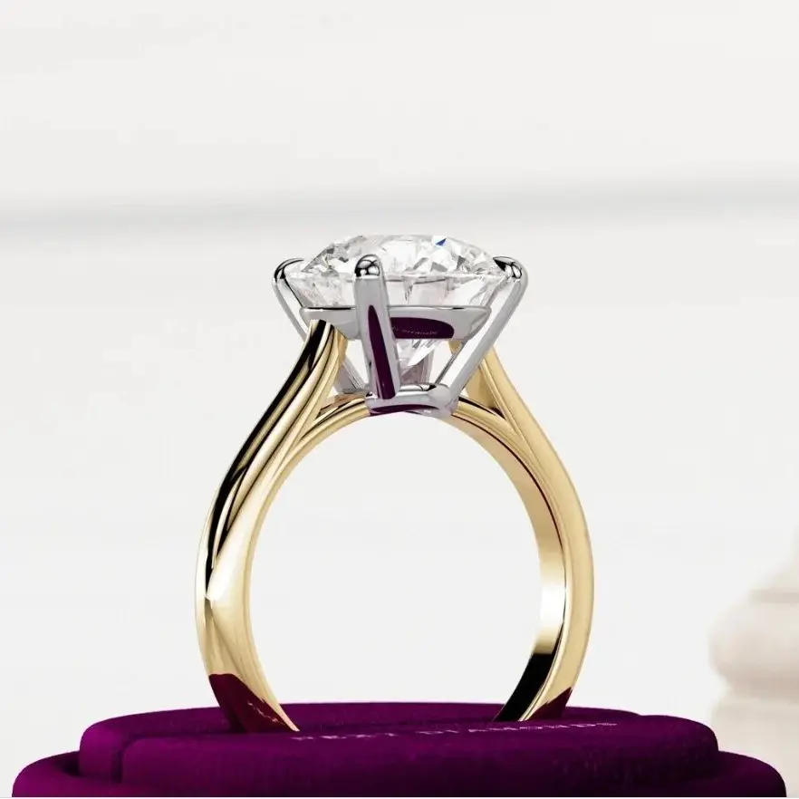 Кольцо AEAW с бриллиантами женское круглое из белого золота 14 карат