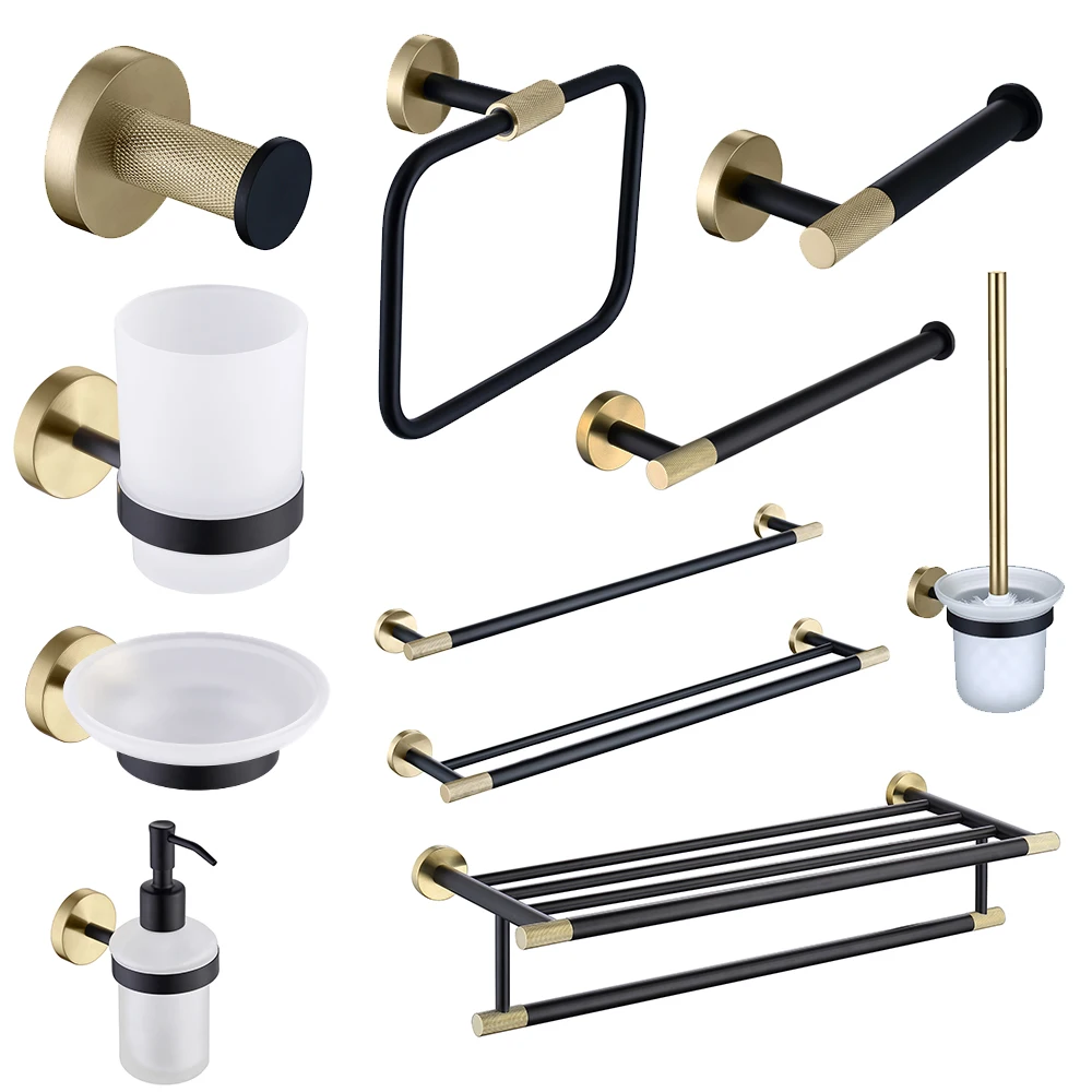 

Brass Luxury Bathroom Accessories Toilet Paper Holder Soap Holder Wall Coat Rack Toilet Brush Towel Holder Bathroom Support