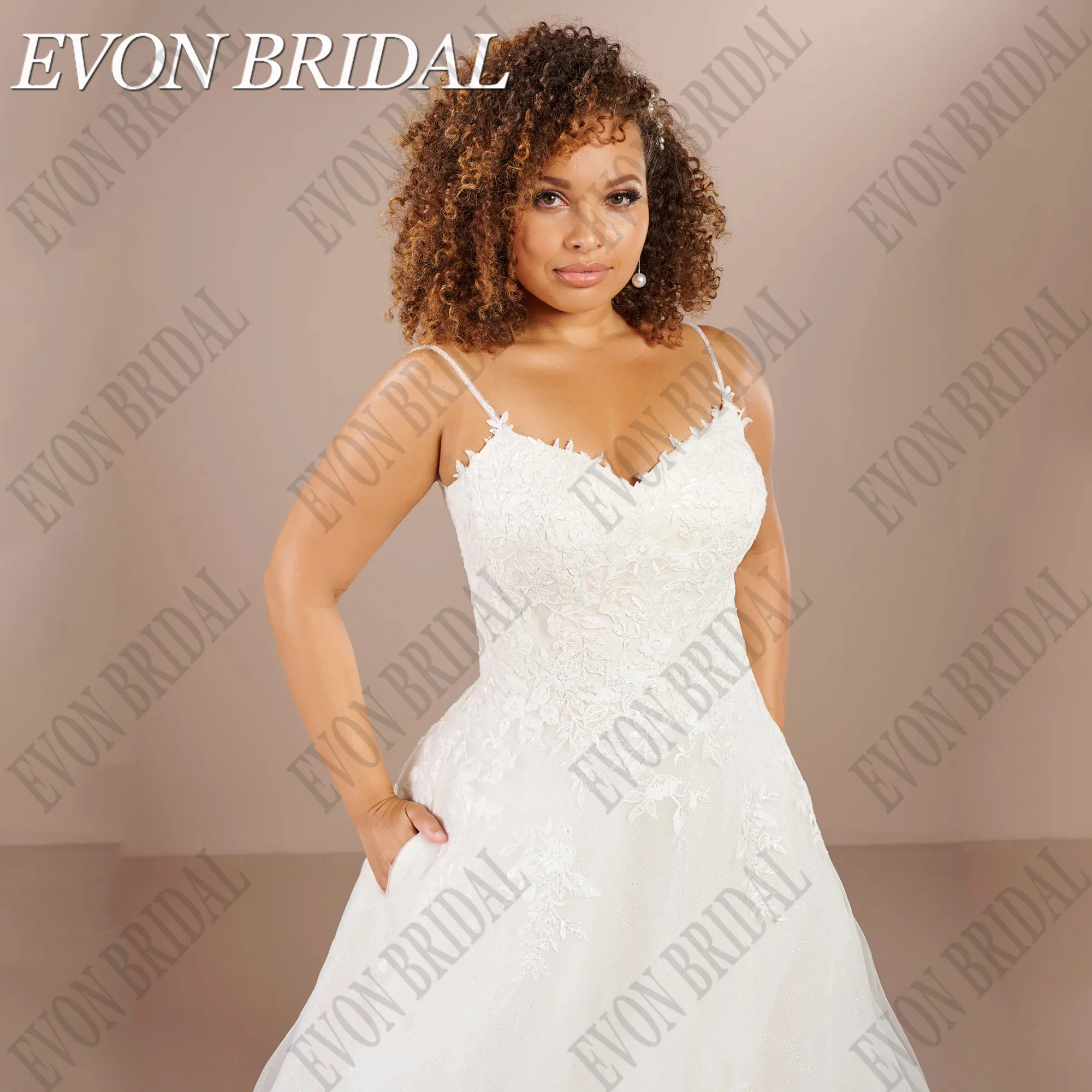 EVON свадебное богемное искусственное платье Кружевная аппликация V-образный