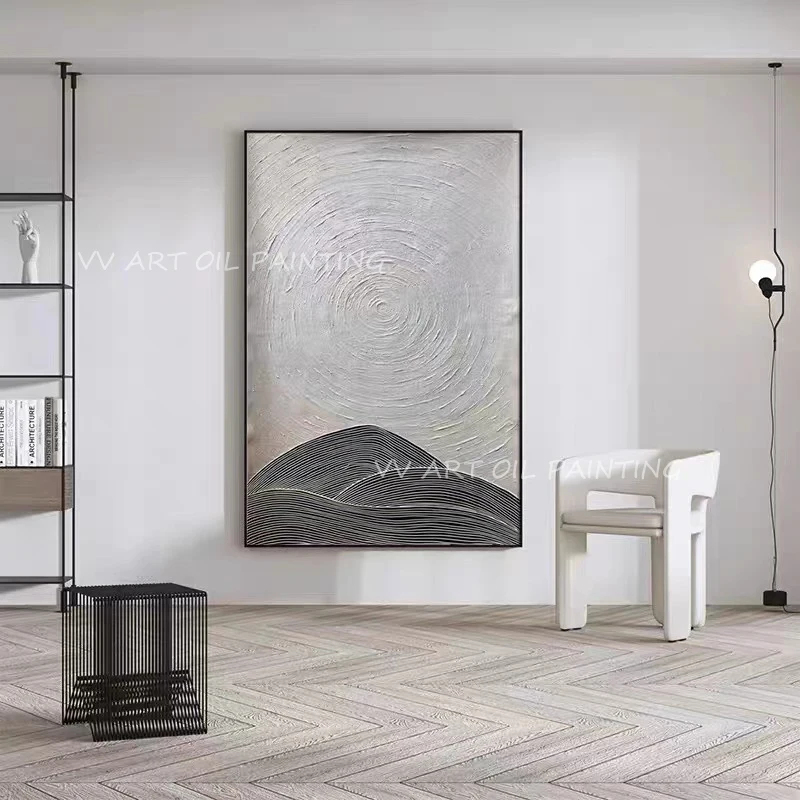 Простой чистый 100% ручная роспись серый нож для картины коричневая картина маслом