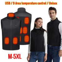 9 Areas Heated Vest Men Winter USB Electric Heating Jacket Unisex Thermal Coat Outdoor Hunting Jacket Warmer Waistcoat M-5XL