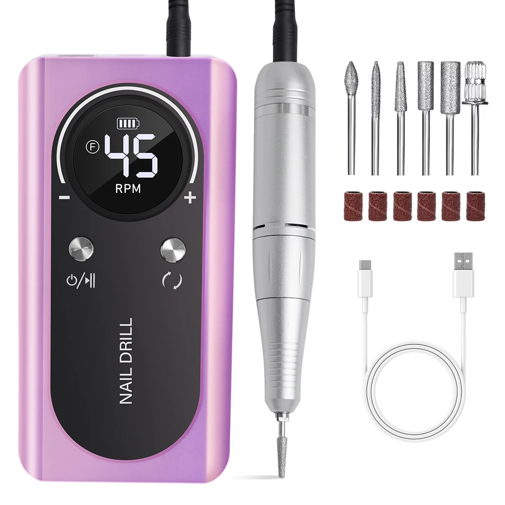 Профессиональная электрическая портативная дрель для ногтей 45000 об/мин