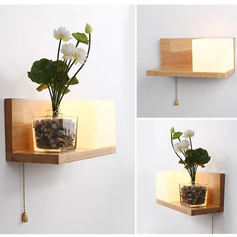 

Bedroom light LED simple modern wall lamp Nordic solid wood indoor lighting aisle balcony living room hotel light fixtures