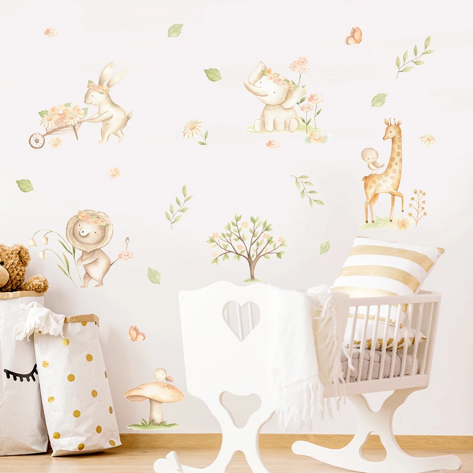 

Cartoon Cute Elephant Rabbit Animals Wall Sticker Nursery Vinyl Children's Wall Art Decals for Baby Kids Room Home Decoration