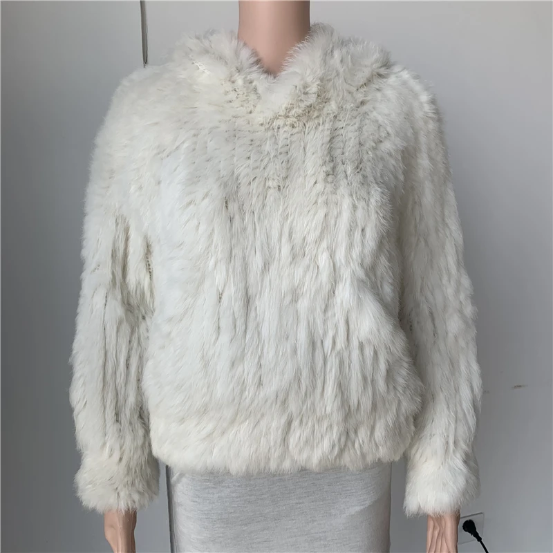 

Women Real Rabbit Raccoon Knitted Fur Vest Jacket Coat
