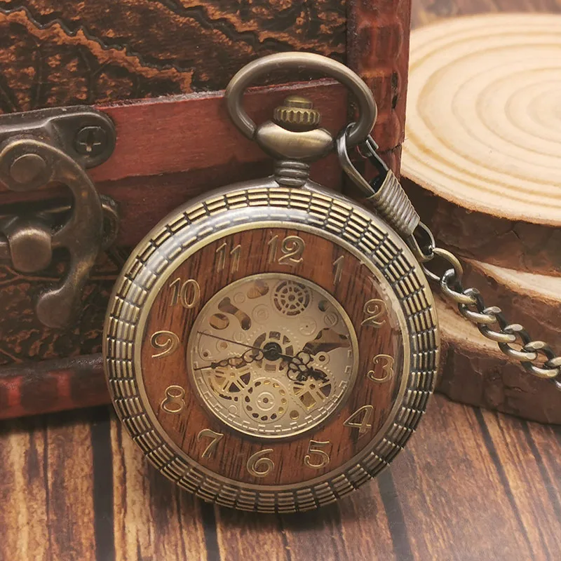 

Steampunk Antique Retro Pocket Watch Mechanical Hand-winding Casual Fashion Arabic Mens Numerals Dial Pocket&Fob Watches
