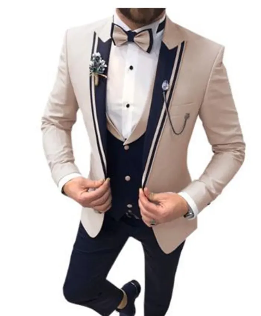 

Красочные свадебные мужские костюмы с пиковым отворотом мужской костюм для жениха для выпусквечерние вечера Terno Masculino облегающий модный блейзер для жениха 3 шт.