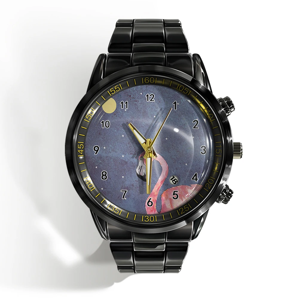 New Luxury Comfort Calendar Watch Geometric Flamingo Men Gift Watches Quartz Wrist Watch