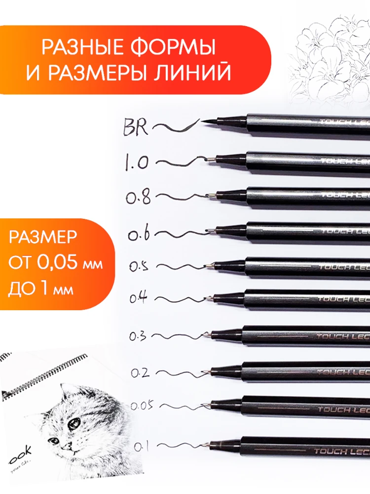 Линеры маркеры фломастеры лайнеры капиллярные ручки черные водостойкие набор