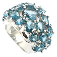 30x20mm highly recommend big heavy 10 9g london blue topaz women wedding 925 silver rings