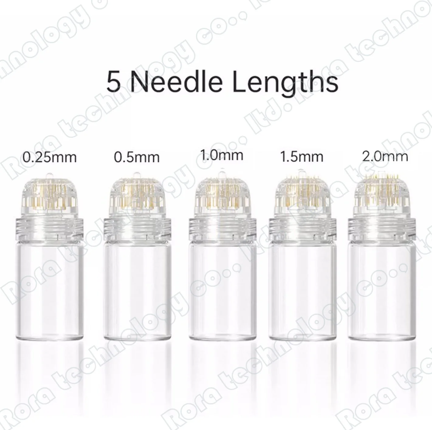 

Reusable Hydra Needle 20 Pin 0.25mm 0.5mm 1.0mm 1.5mm 2.0mm Gold titanium needle skin care Anti aging whitening bottle Roller