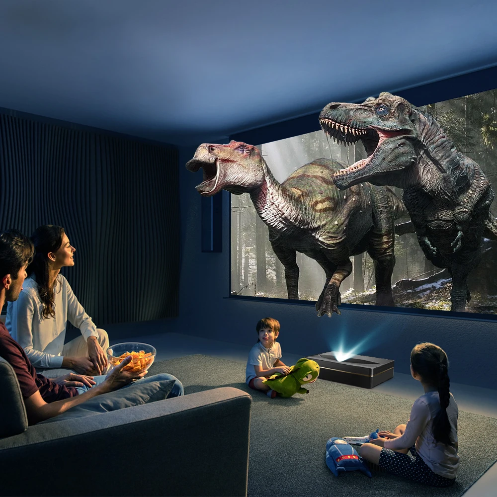 Jenovox Produce by Changhong B7U Pro 3700 ANSI Lumens 4K Laser Projector Home Theater Short Focus 3D Beamer Android Smart TV