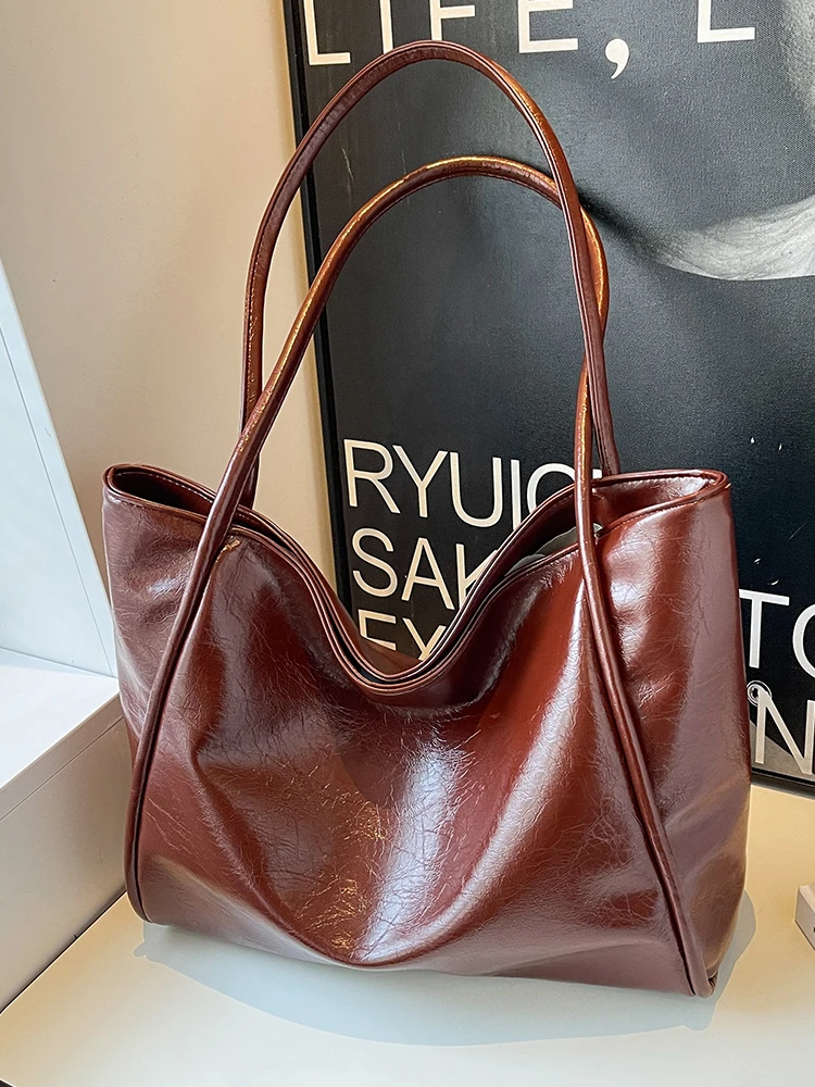 

Fashion Shoulder Tote Bags for Women Large Capacity Soft Pu Leather Underarm Pouch Female Commute Portable Big Handbags
