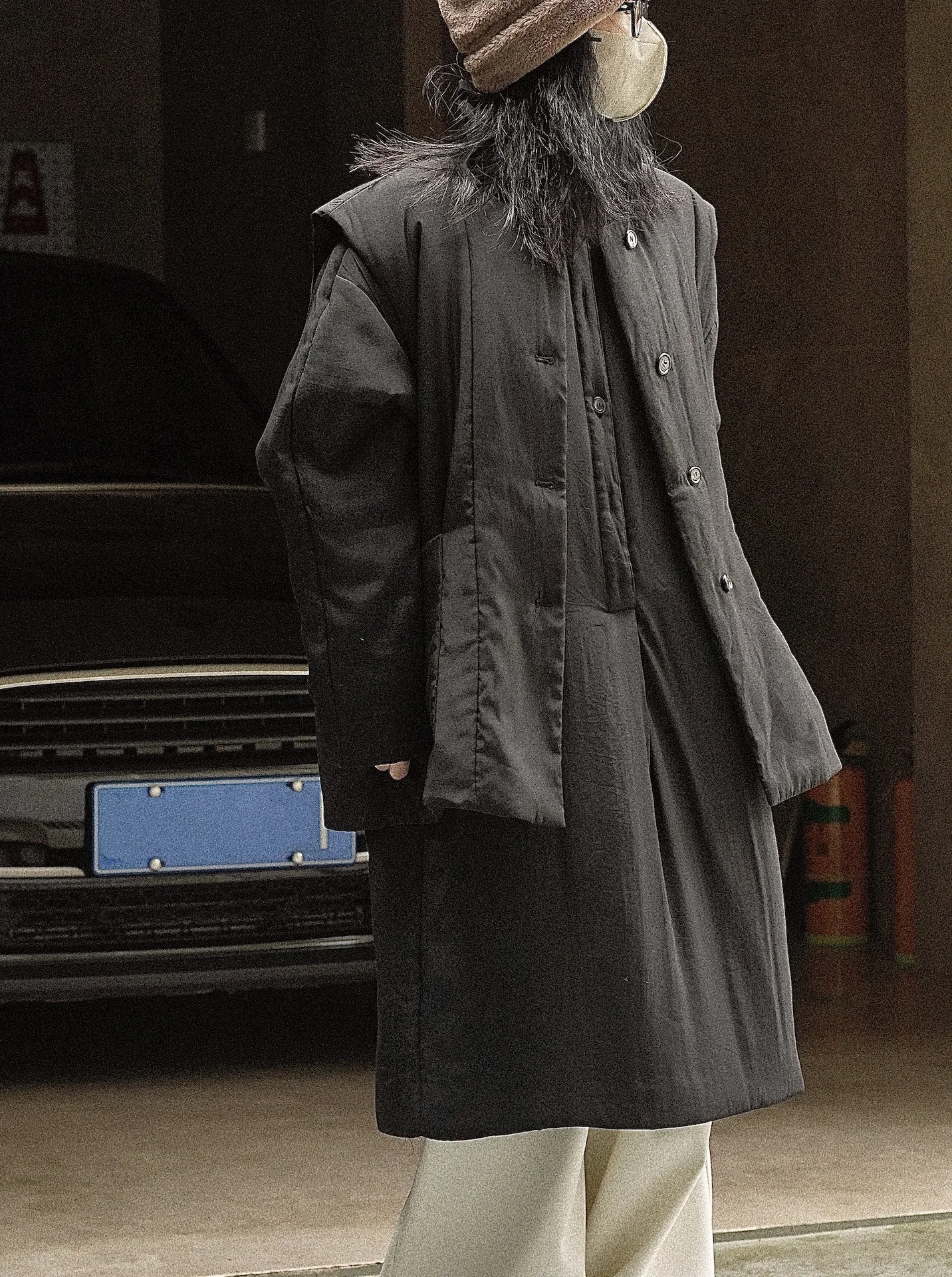 woman warm winter coat vest from set (without dress)