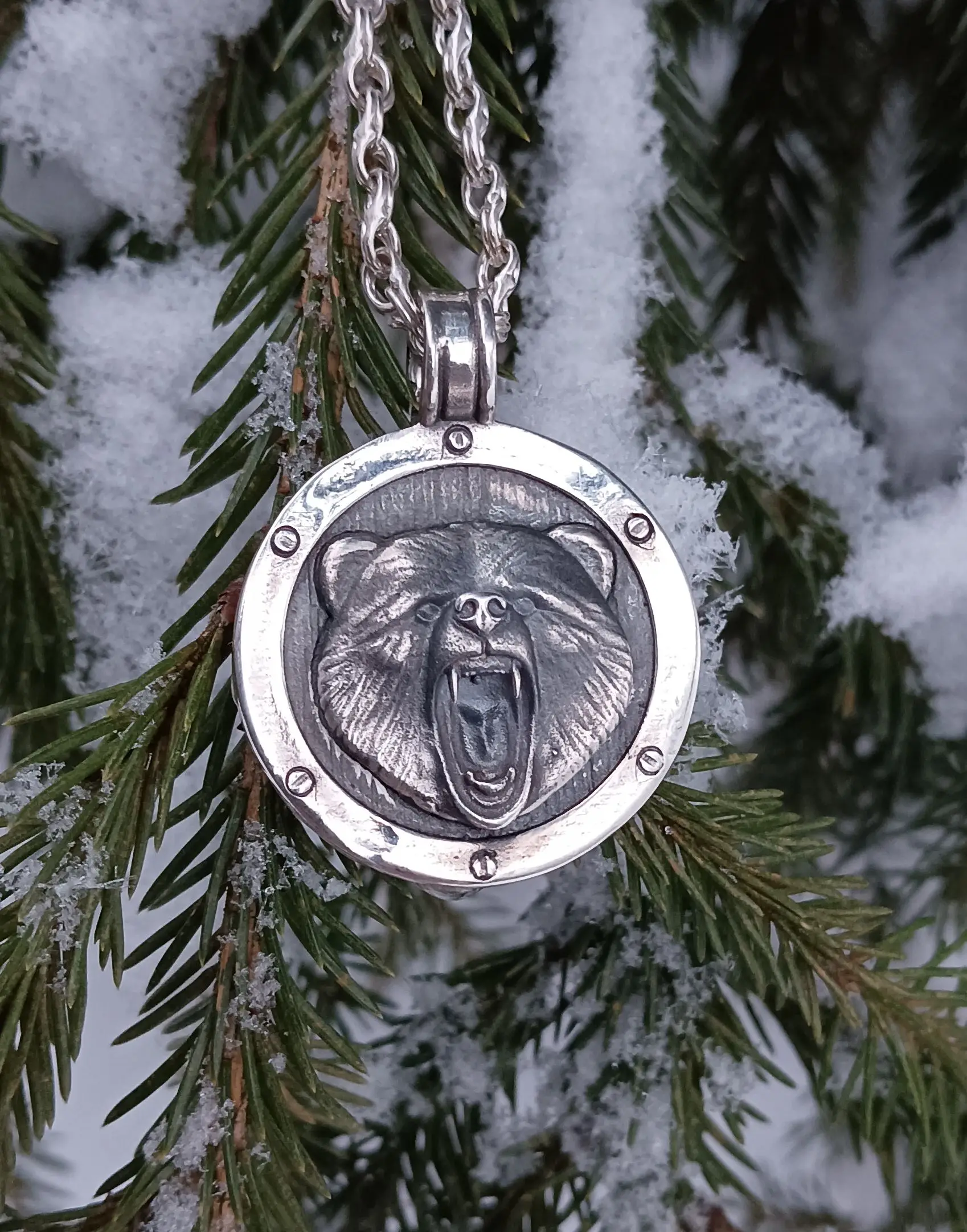 Оберег «Медведь» из серебра 925. Серебряные обереги. Мужские украшения. Сделано в России.