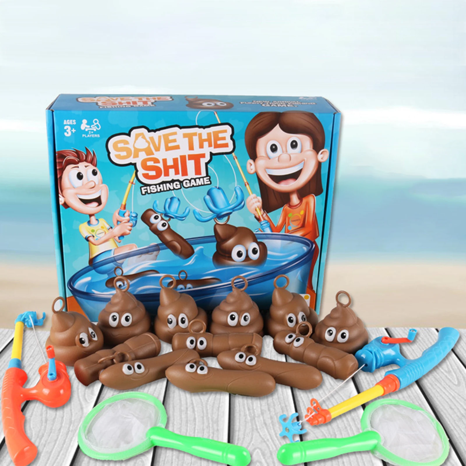 Набор рыболовных игрушек для детской ванны: Удочка сетка и 6 стульчиков -