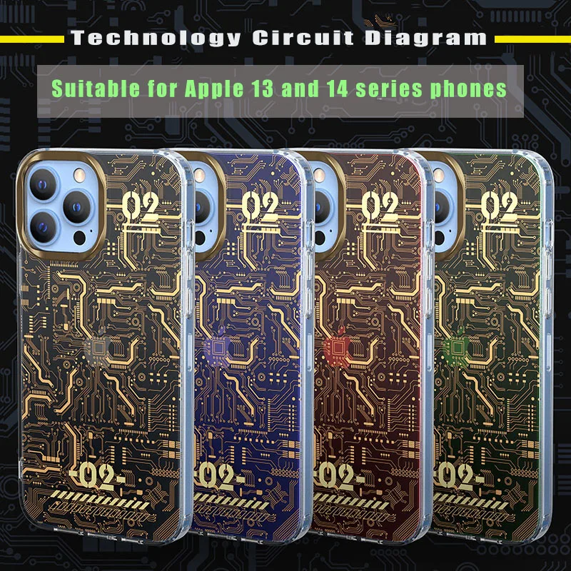 

Applicable Iphone14 Case Magsafe Magnetic Circuit Board Technology Texture Apple 13pro Protection Soft Cover