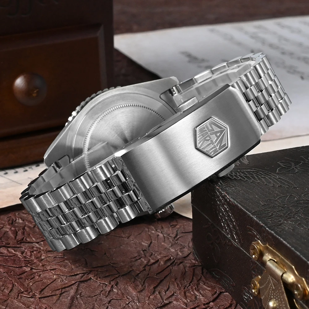 Мужские автоматические механические часы с сапфиром и двунаправленным