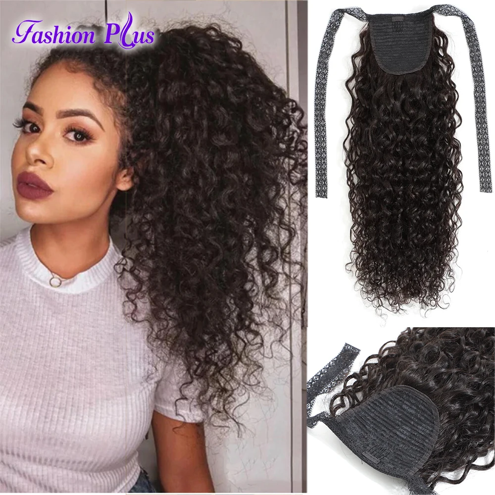 

Fashion Plus Ponytail Brazilian Curly Hair Drawstring Pony Tail Human Hair Extensions Remy Hair Wrap Around Clip In Pony Tail