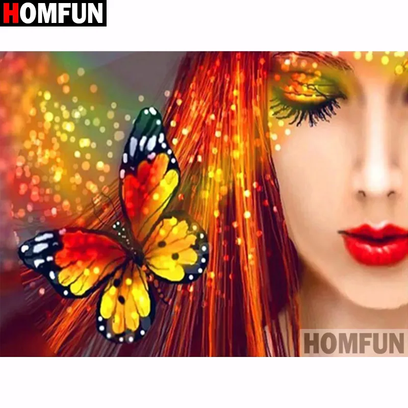 Алмазная живопись HOMFUN красивая бабочка вышивка крестиком фото на заказ