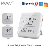 moes smart zigbee bluetooth mesh brightness thermometer light temperature humidity detector tuya smart app alexa control