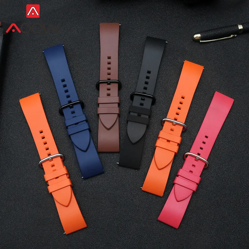 Fluoro Rubber Strap 20/21/22/24mm Stainless Steel Butterfly Buckle Sport Waterproof Quick Release Men Replacement Watch Band