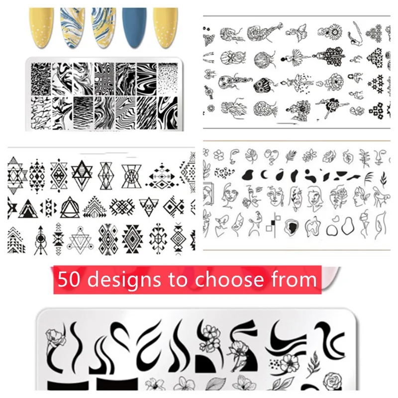 1pcs 12*6cm Nail Art Templates Stamping Plate Design Flower Animal Glass Temperature Lace Stamp Templates Plates Image
