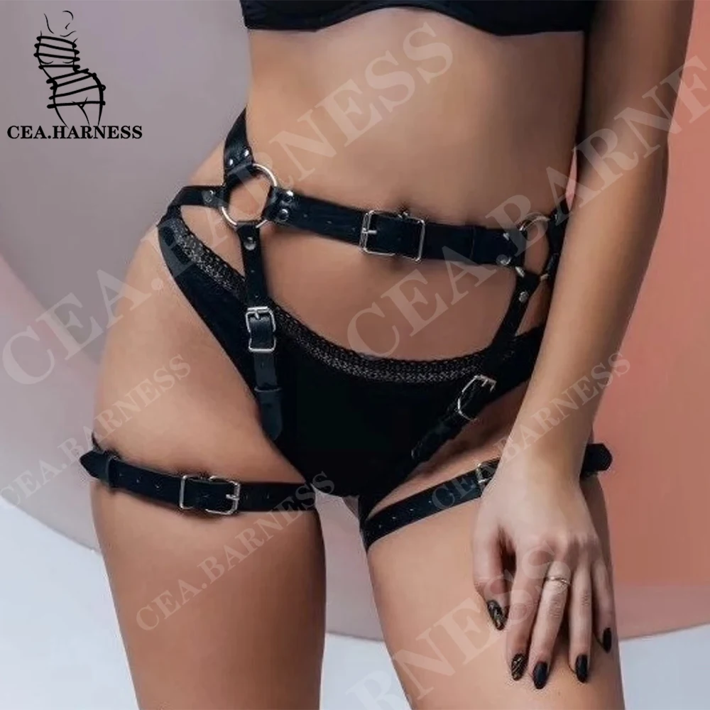 Gothic Sexy Hips Leather Harness Cage Bdsm Thigh Bondage Garter Straps for Women's Underwear Fashion Fetish Waist Sword Belts