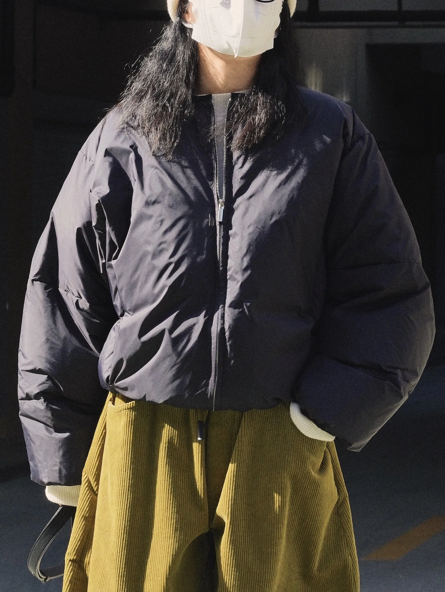 woman warm light short coat