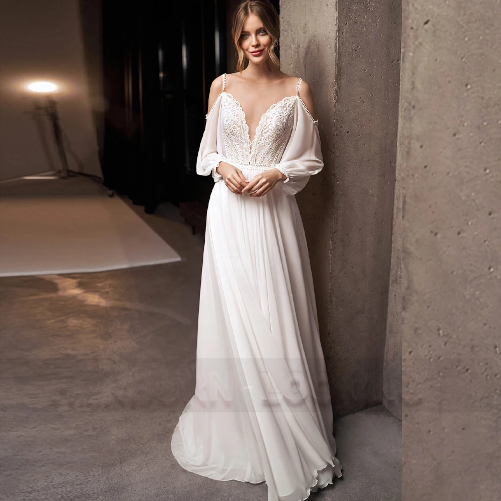 

HERBURN Modern Wedding Dresses For Women Straps Off Shoulder Beach Simple Custom Made Robe Mariee Robe De Soiree Mariage