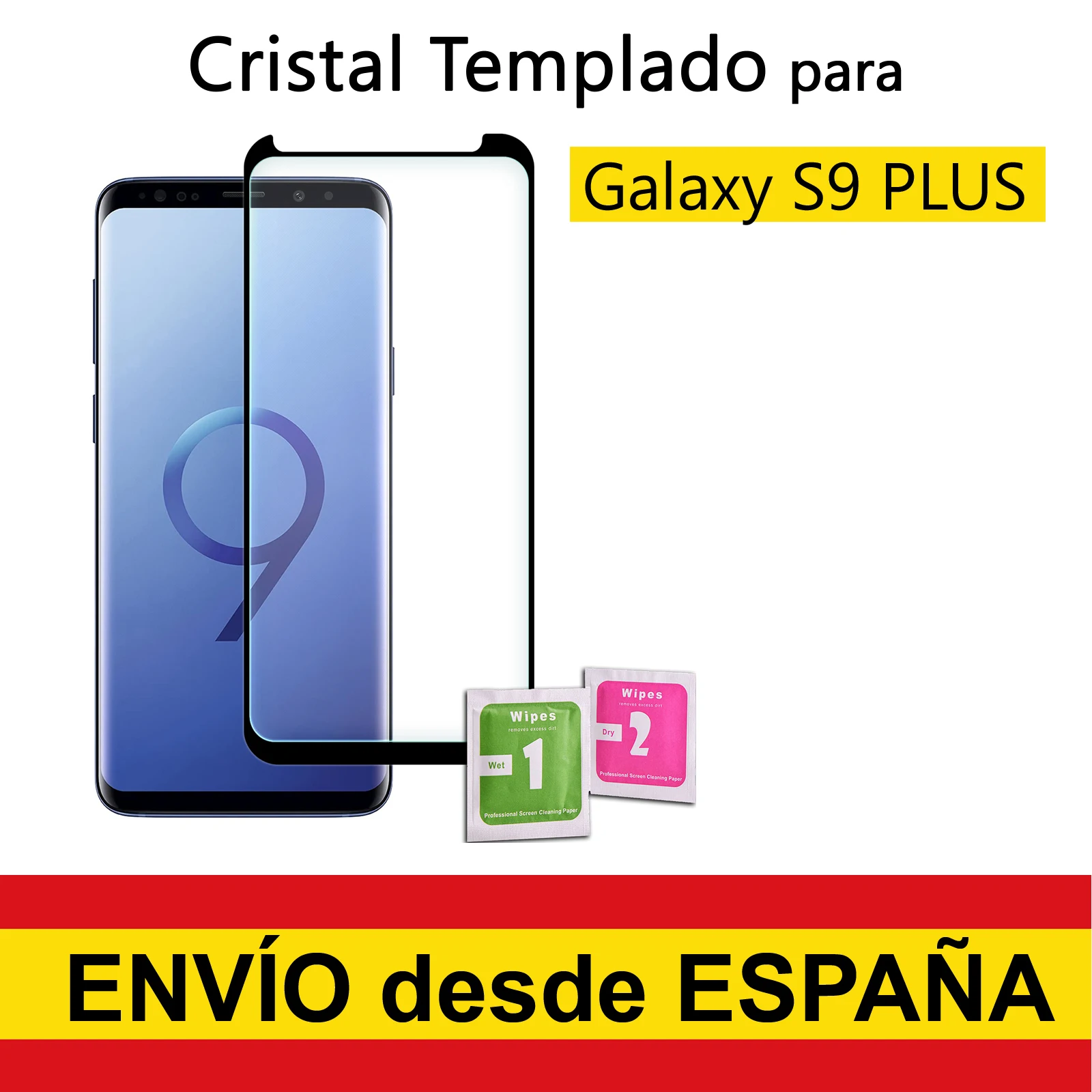 Tempered Glass Screen Protector for SAMSUNG GALAXY S9+ Black Front Full Premium Quality 9H 0.33mm