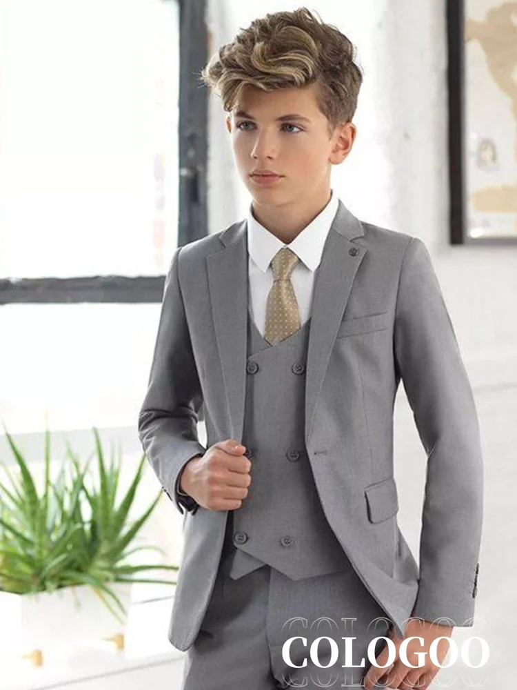 Fall Boy Suit Three Piece Elegant Application Formal Party Banquet Solid Color Custom Jacket + Vest + Pants  костюм для мальчи