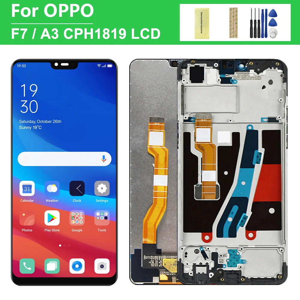 

6.23'' Original For OPPO F7 LCD CPH1819 Display Touch Screen Digitizer Assembly Replacement For OPPO A3 PADM00 LCD With Frame