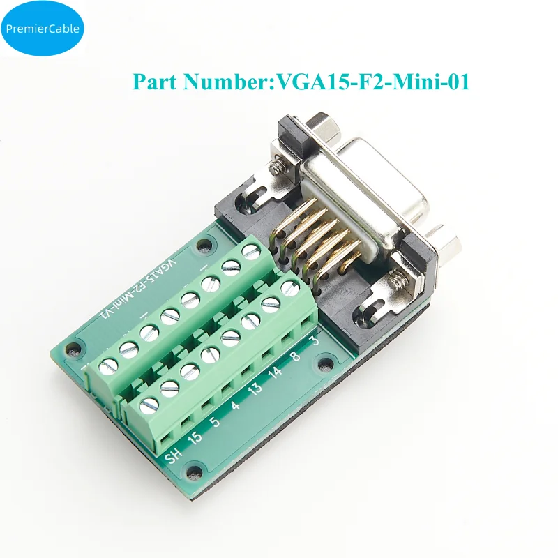 Фото Адаптер VGA 15-контактный (гнездо) DB15 D-SUB, 3-рядный, без пайки, с винтовыми клеммами, плата-разветвитель, сигнальный модуль для промышленного применения №1