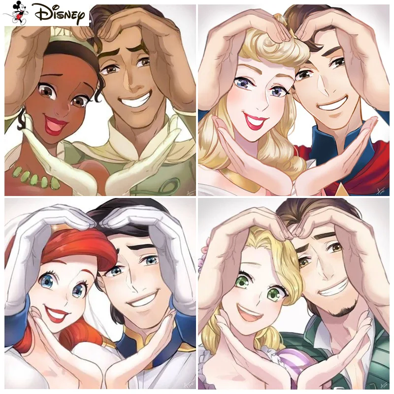 

Алмазная живопись Disney «мультяшная принцесса», полное квадратное/Круглое украшение для стен, инкрустированная смолой, вышивка, ручная вышив...