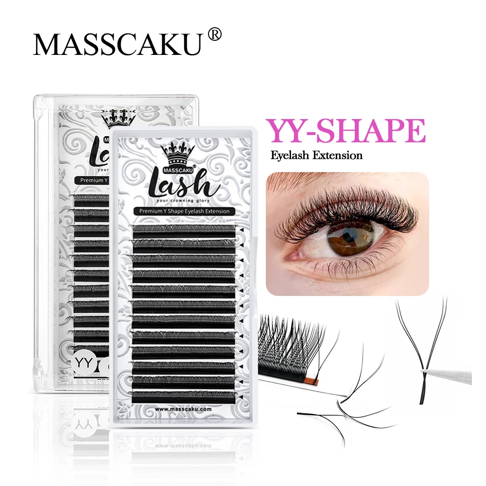 

High Quality Masscaku W Shape Eyelash Extension 100% Handmade Fluffy Eyelashes YY Shape False Individual Premade Volume Lashes