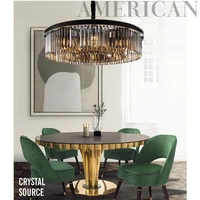 modern led crystal chandelier american atmosphere living room villa hanging light bedroom dining room pendant lamp home decor