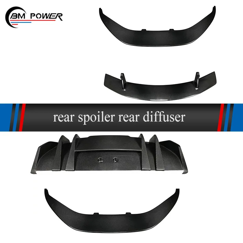 

2017 Year Dry Carbon Fiber V-style Rear Spoiler Wing Diffuser Lip Back Body kit Parts Fit For R8 Automotive Automobile
