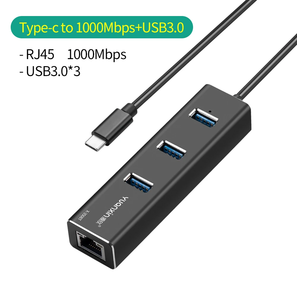 

Yuanxin USB Type C Hub to Ethernet LAN RJ45 1000Mbps USB3.0 Adapter Laptop Accessories Dock Station for Macbook pro Huawei Linux