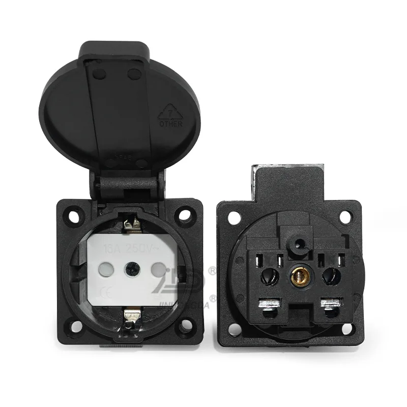 

Waterproof IP54 250V 16A Germany PDU UPS EU Power Desktop Outlet Connector Embedded Electrical Panel Receptacle AC Socket Plug